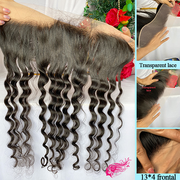 Csqueen 9A Paradise wave 13*4 Transparent Lace Frontal Free Part 100% virgin Hair - Click Image to Close